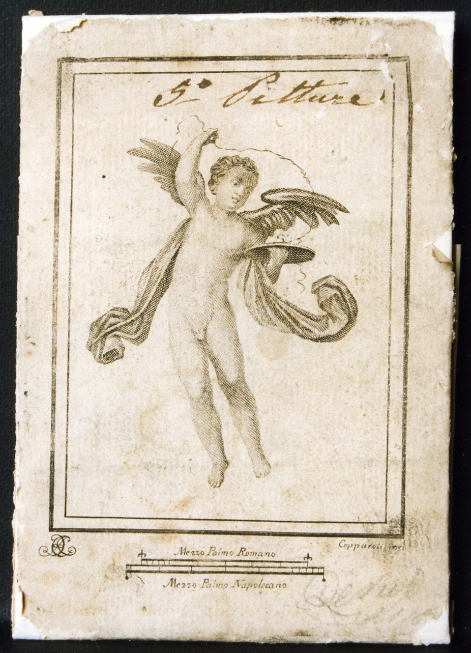 amorino in volo (stampa controfondata) di Cepparoli Francesco (sec. XVIII)