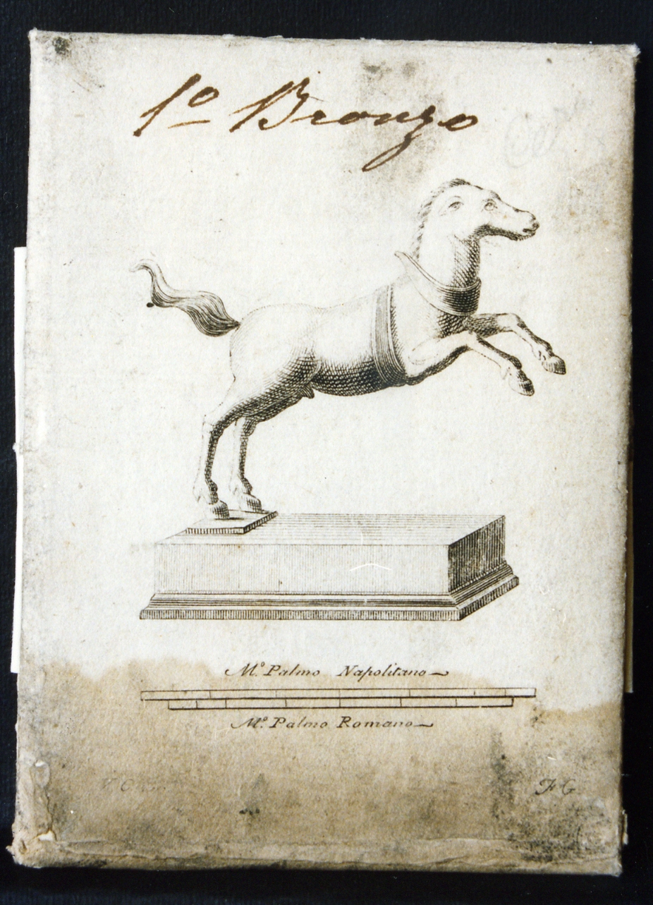 statuetta di cavallo in bronzo (stampa controfondata) di Giomignani Francesco, Campana Vincenzo (sec. XVIII)