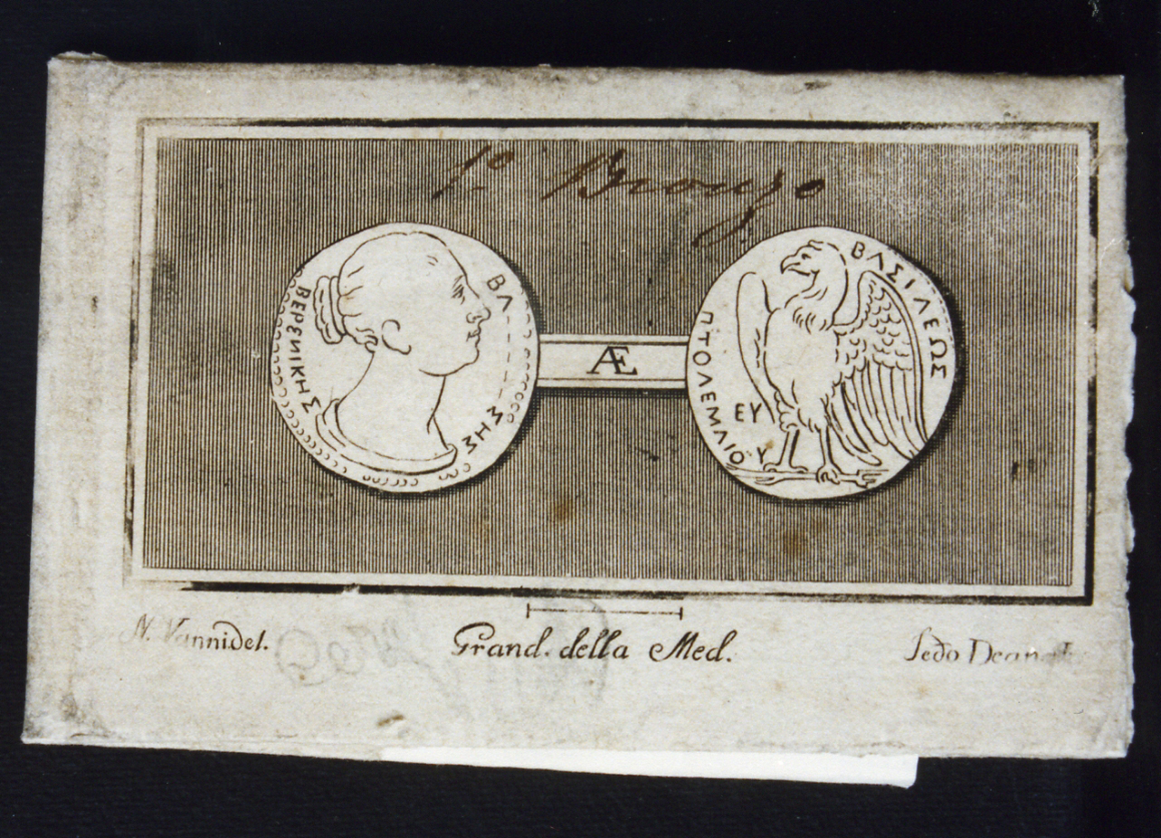 moneta: recto-verso (stampa controfondata) di De Angelis Secondo, Vanni Nicola (sec. XVIII)