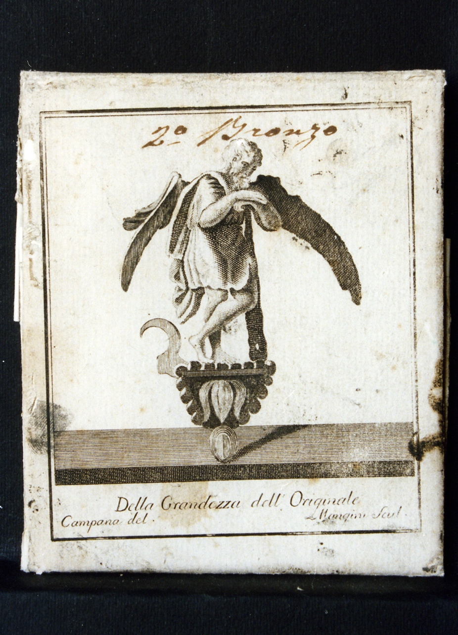 elemento decorativo figurato: vecchio in riposo (stampa controfondata) di Campana Vincenzo, Mangini Lorenzo (sec. XVIII)