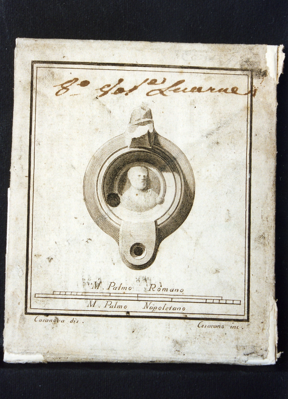 lucerna monolicne (stampa controfondata) di Casanova Giovanni Battista, Cesarano Niccolò (sec. XVIII)