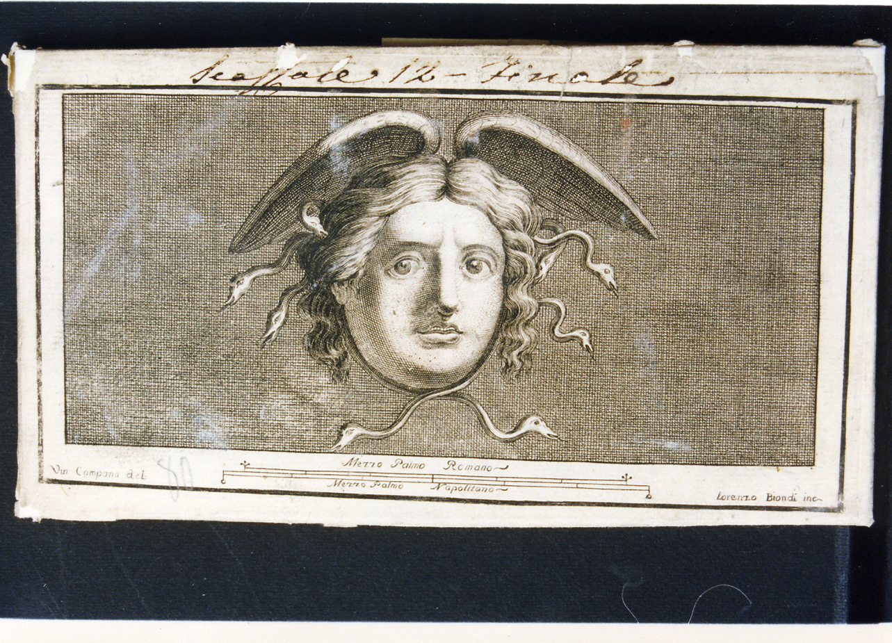 testa di Medusa (stampa controfondata) di Campana Vincenzo, Biondi Lorenzo (seconda metà sec. XVIII)