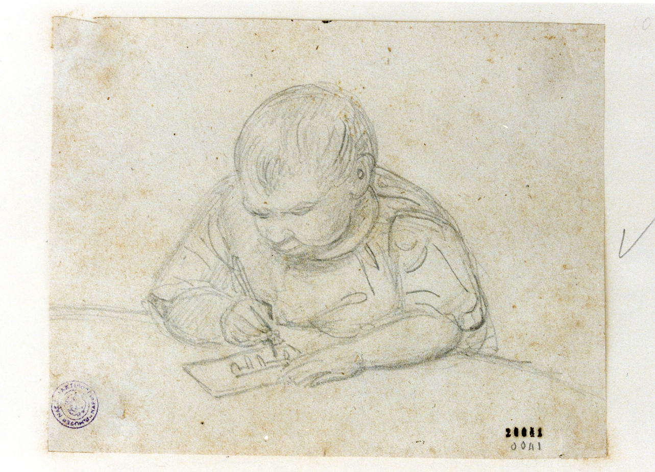 bambino che disegna (disegno) di Hermansen Olaf August (sec. XIX)