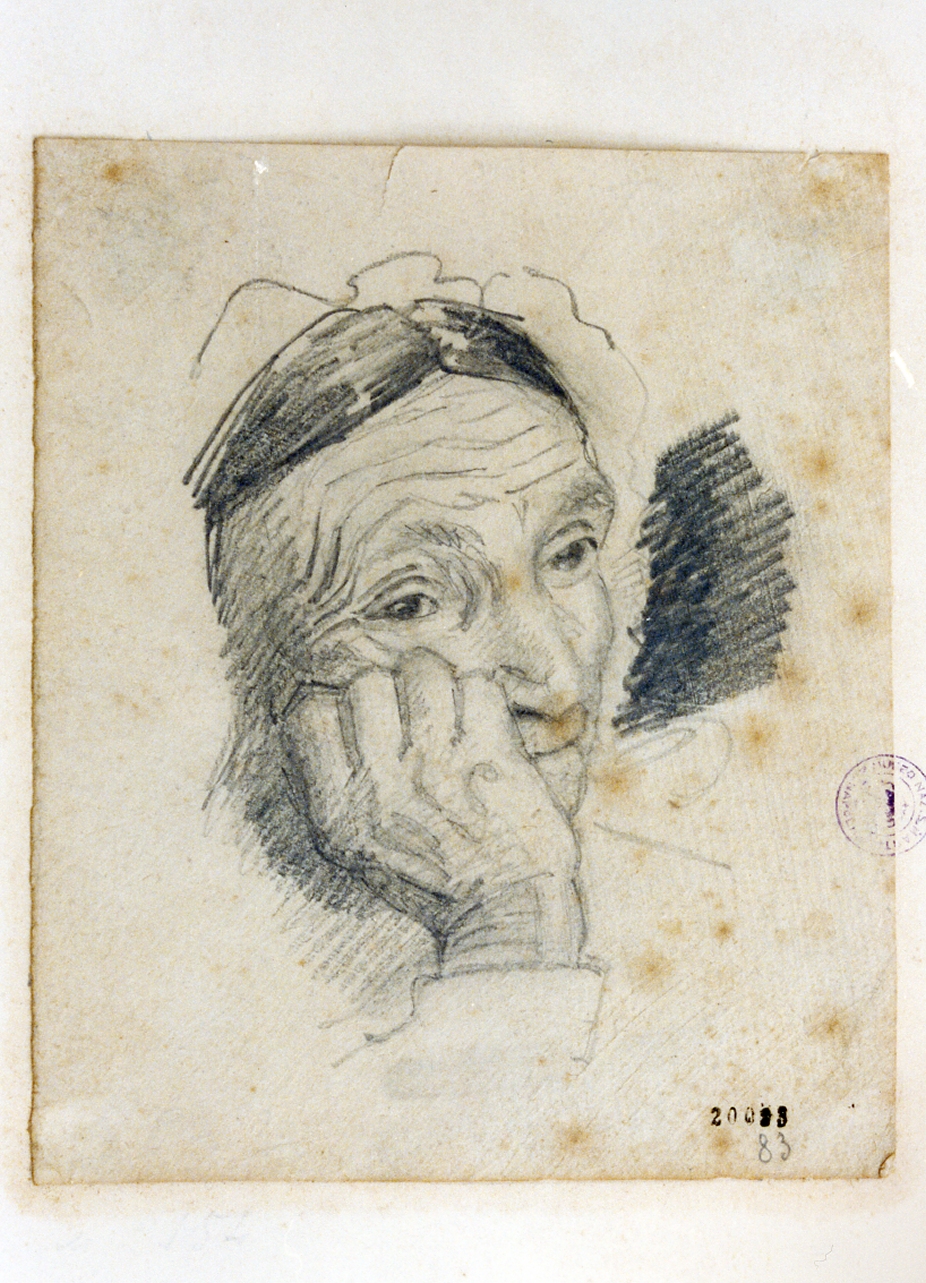 ritratto di vecchia (disegno) - ambito danese (sec. XIX)