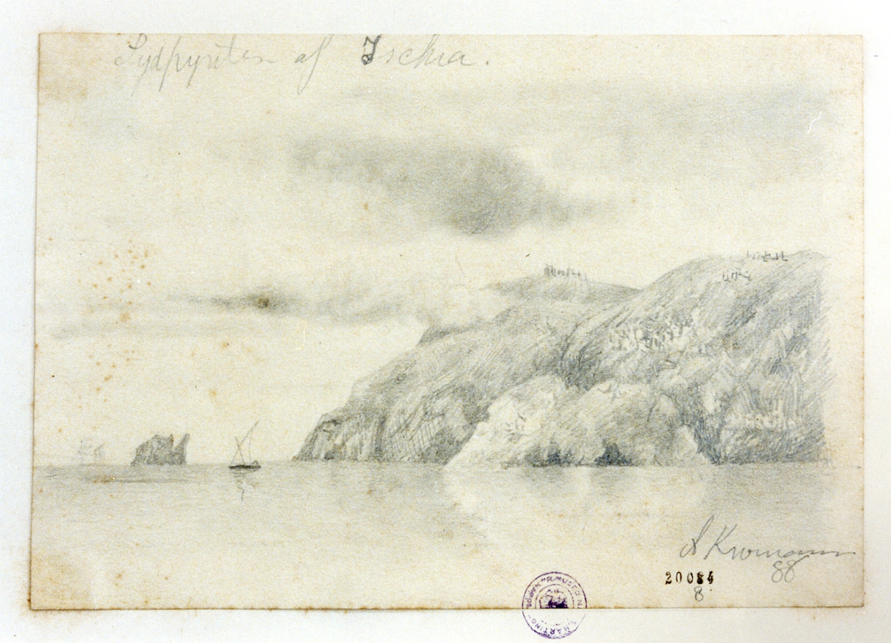 sydspidsen af Ischia, paesaggio marino (disegno) - ambito danese (sec. XIX)