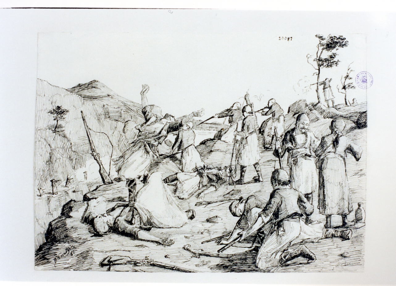 scena di battaglia (disegno) di Knutzen Balder (sec. XIX)