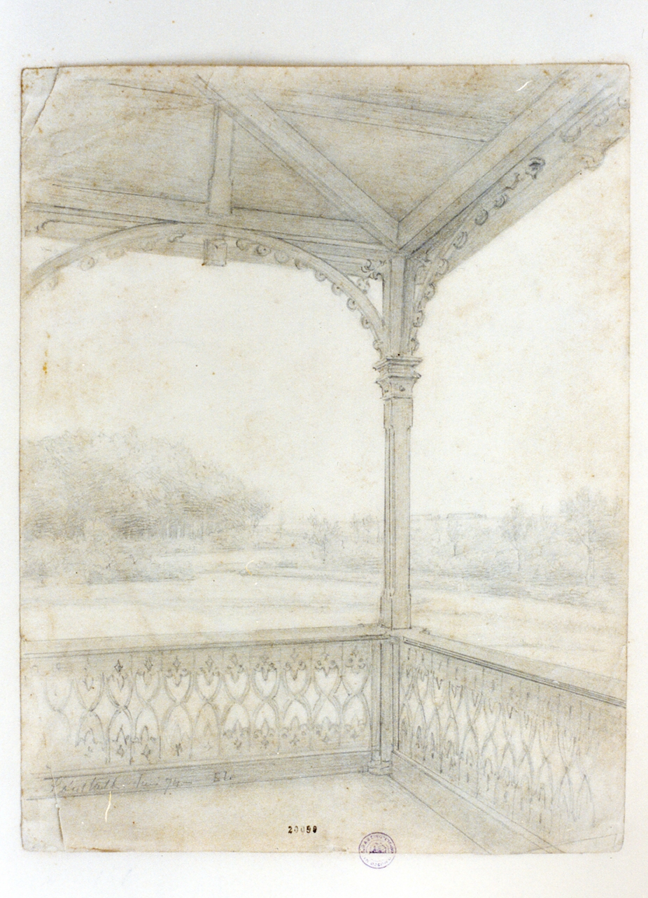 veduta da una terrazza (disegno) di Lehmann Edvard (sec. XIX)