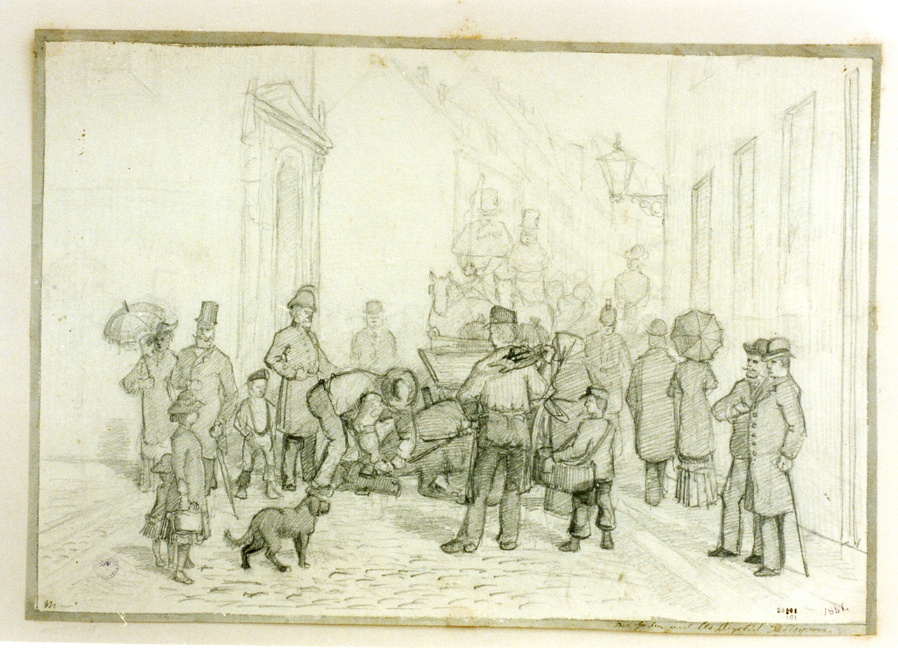 scena cittadina (disegno) di Lund Carl Ove Julian (sec. XIX)