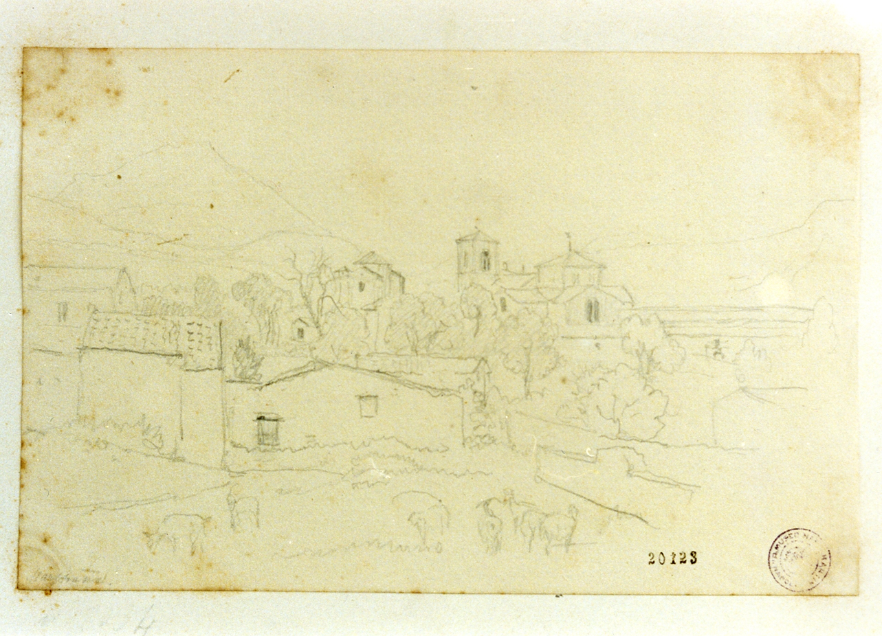 paesaggio italiano (disegno) di Marstrand Vilhelm Nicolai (sec. XIX)