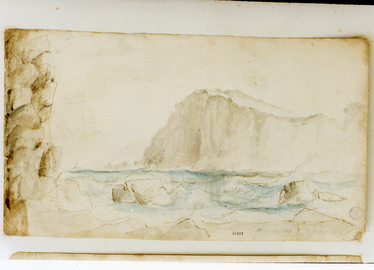 ST Thomas, paesaggio marino delle Indie occidentali (disegno) di Melbye Fritz Sigried Georg (sec. XIX)