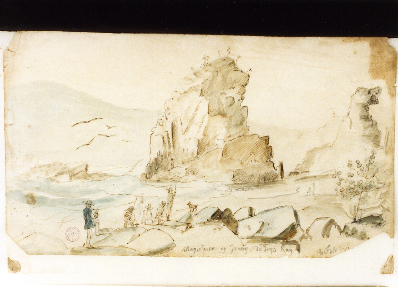 paesaggio marino delle Indie occidentali (disegno) di Melbye Fritz Sigried Georg (sec. XIX)