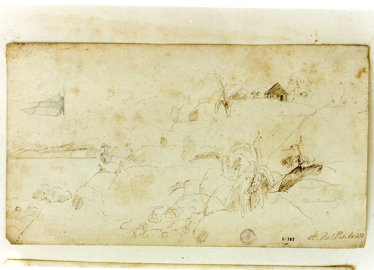 ST Barthalemy, studio di paesaggio (disegno) di Melbye Fritz Sigried Georg (sec. XIX)