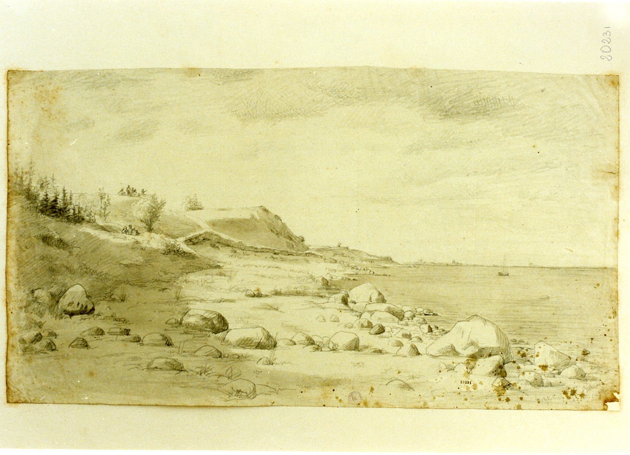paesaggio marino (disegno) di Richardt Joachim Ferdinand (sec. XIX)