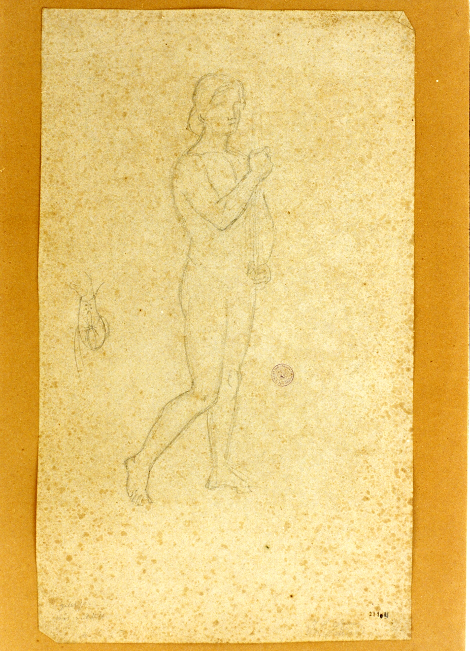 studio di nudo femminile (disegno) di Lund Johan Ludwig Gebhard (sec. XIX)