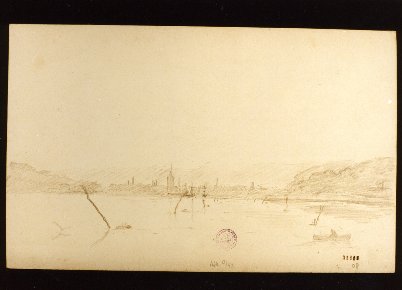 paesaggio marino (disegno) di Lund Carl Ove Julian (sec. XIX)