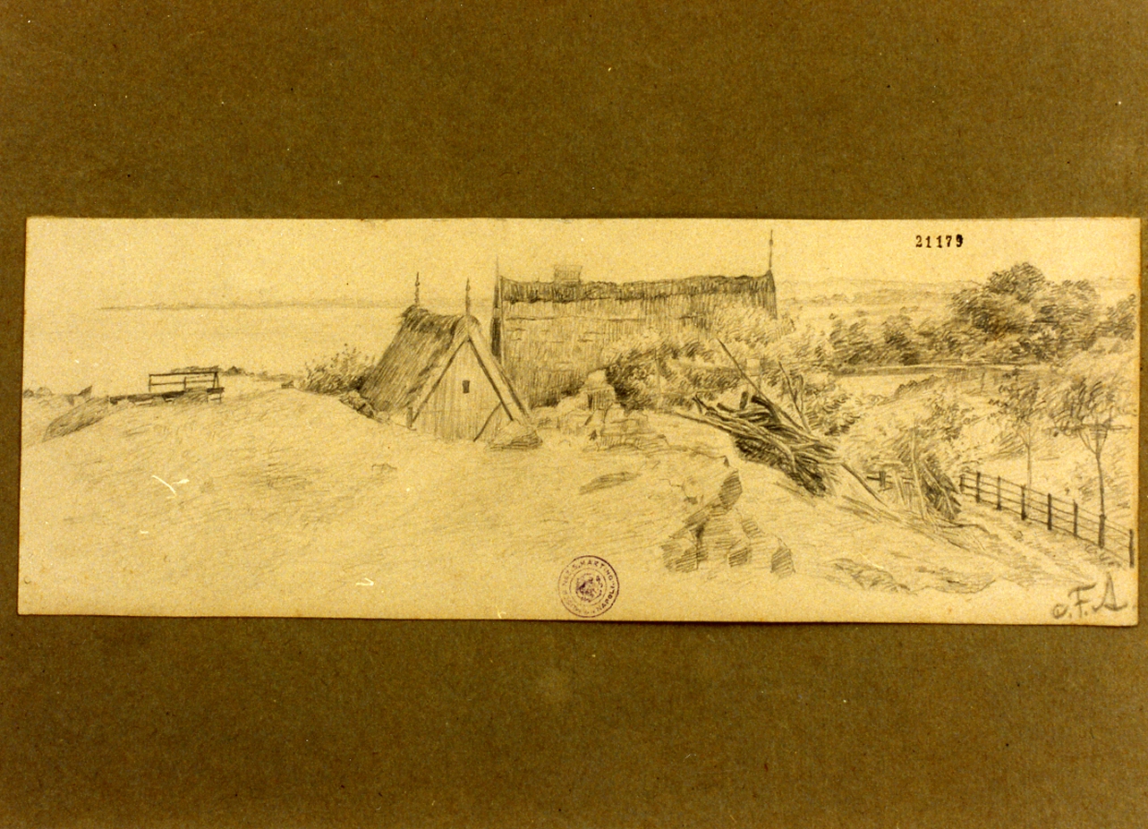 paesaggio campestre (disegno) di Aagaard Carl Frederik (sec. XIX)