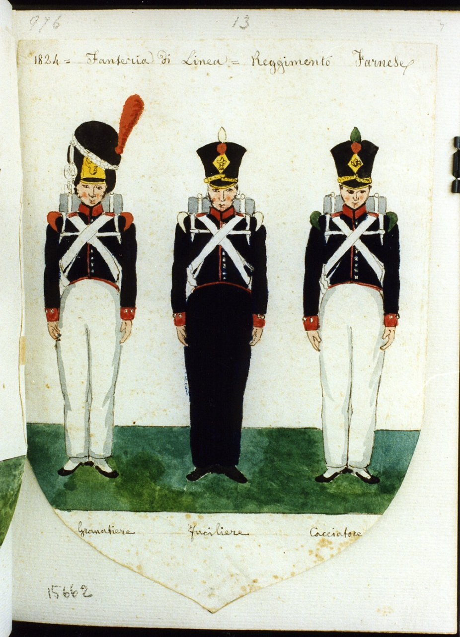 militari dell'esercito borbonico (disegno) - ambito napoletano (sec. XIX)