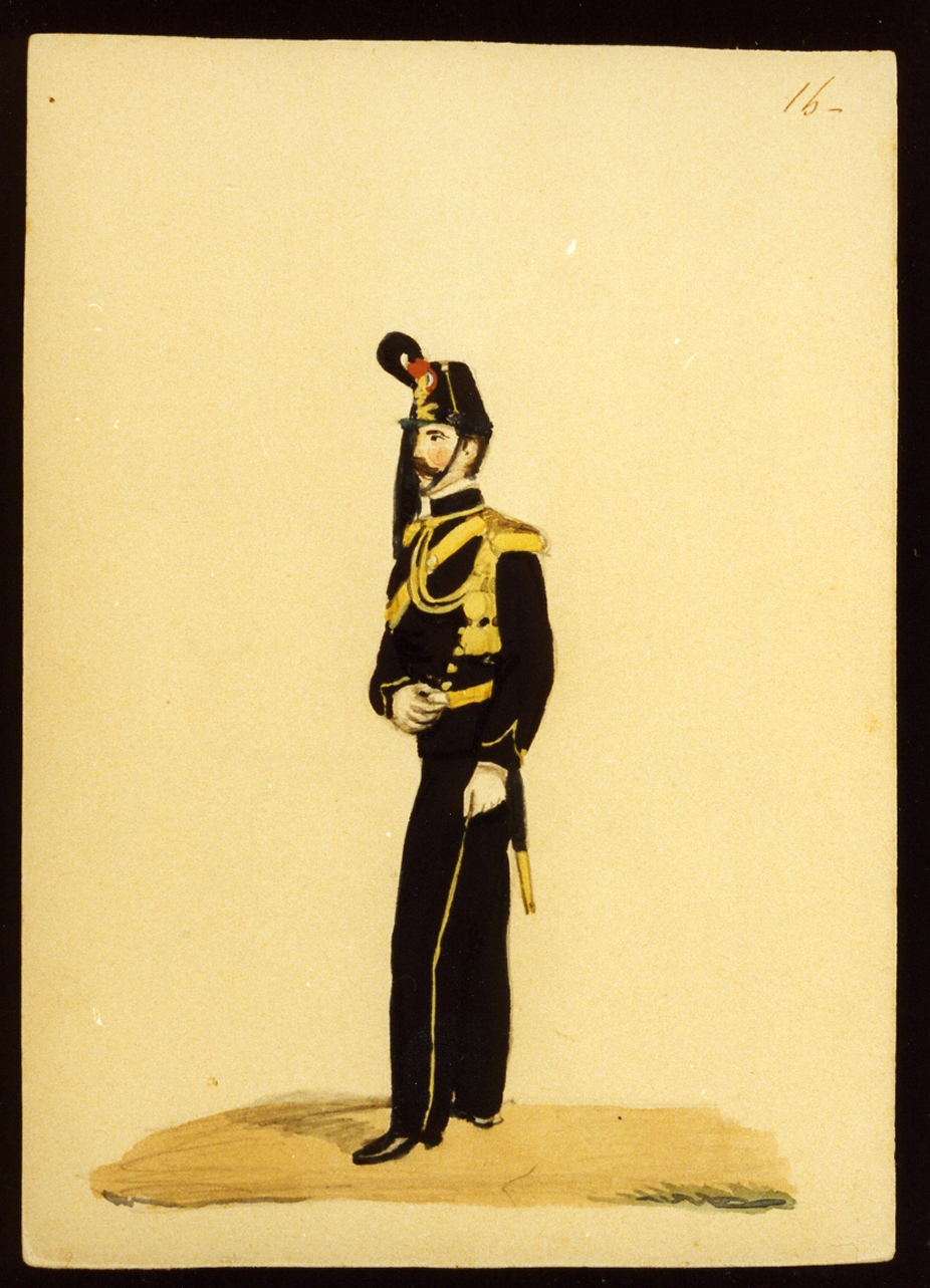 militare dell'esercito sabaudo (disegno) - ambito italiano (seconda metà sec. XIX)