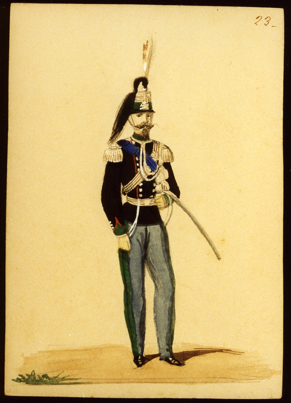 militare dell'esercito sabaudo (disegno) - ambito italiano (seconda metà sec. XIX)