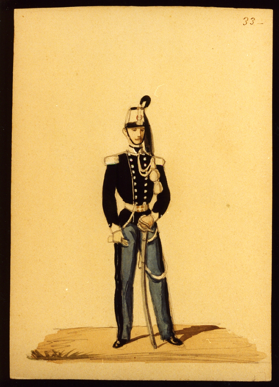 militare dell'esercito sabaudo (disegno) - ambito italiano (seconda metà sec. XIX)