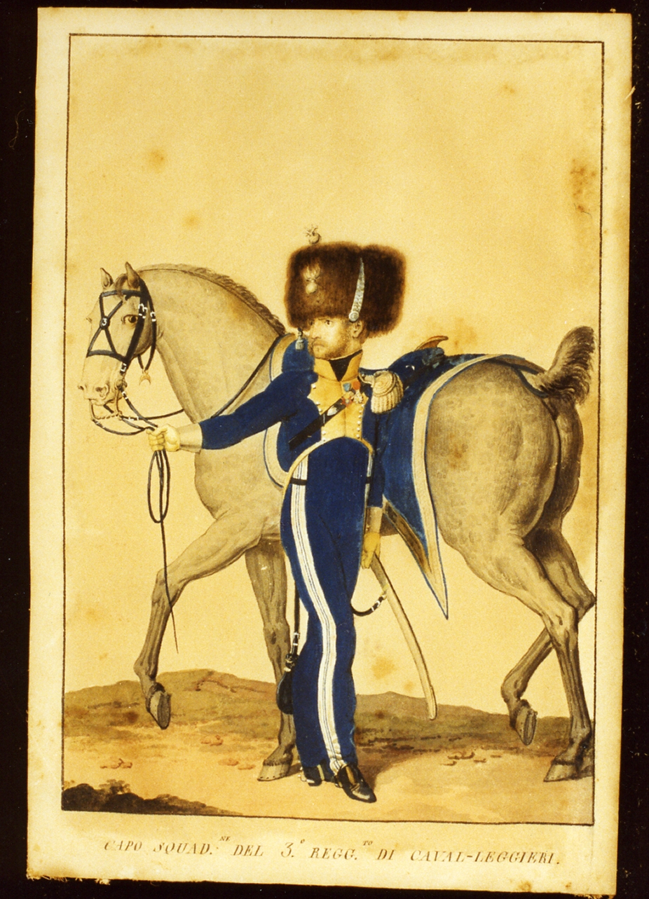 militare dell'esercito murattiano (disegno) - ambito napoletano (sec. XIX)