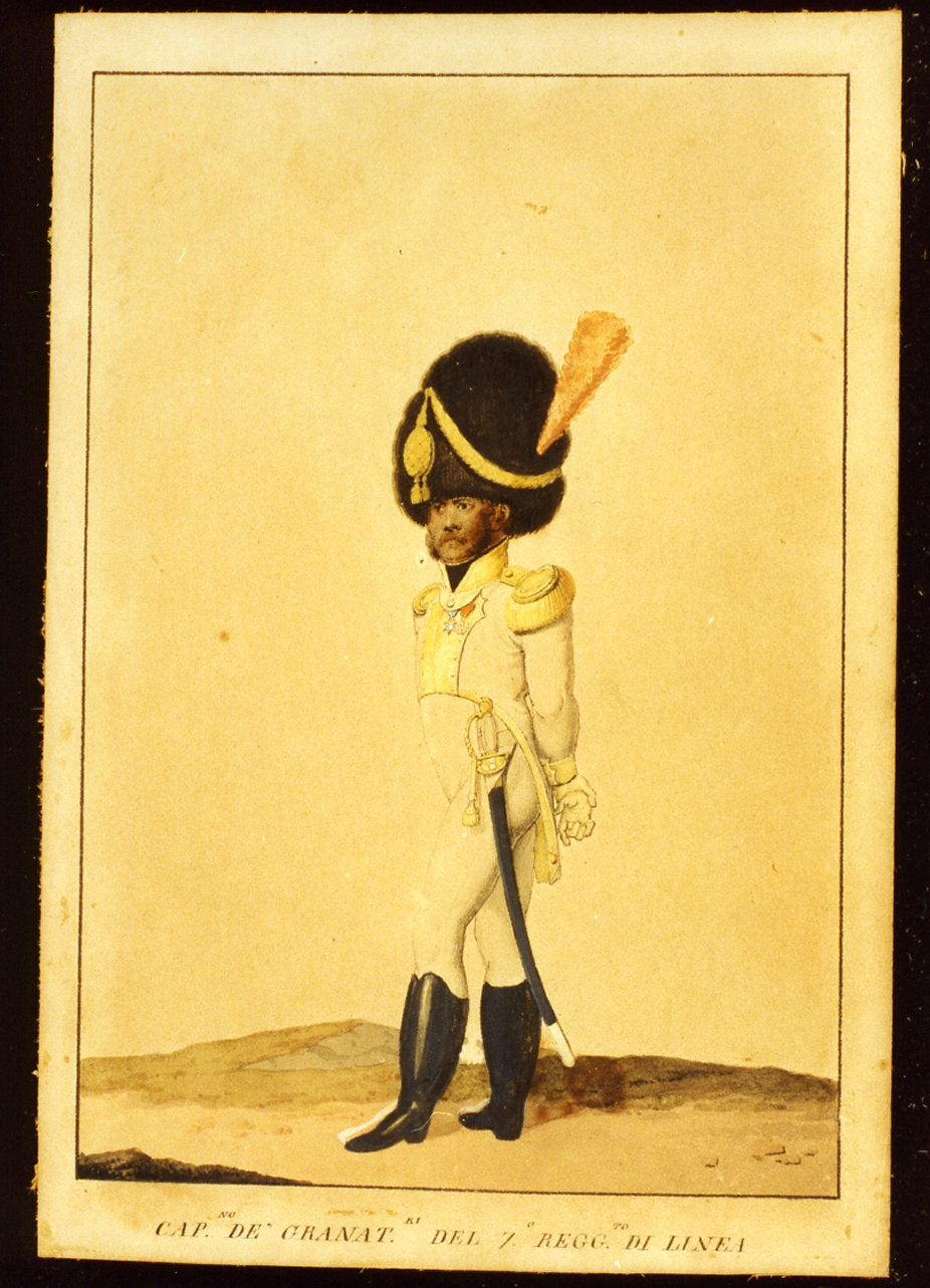 militare dell'esercito murattiano (disegno) - ambito napoletano (sec. XIX)