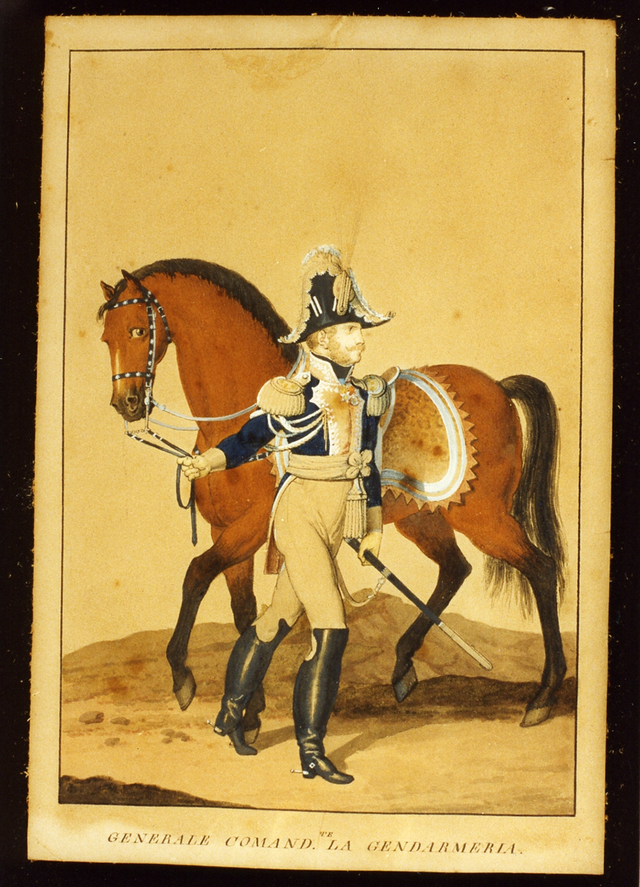 militare dell'esercito murattiano (disegno) - ambito napoletano (sec. XIX)