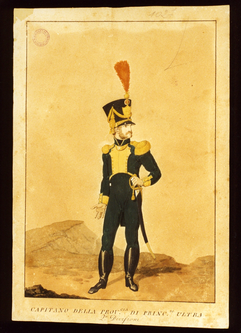 militare dell'esercito murattiano (disegno) - ambito napoletano (sec. XIX)