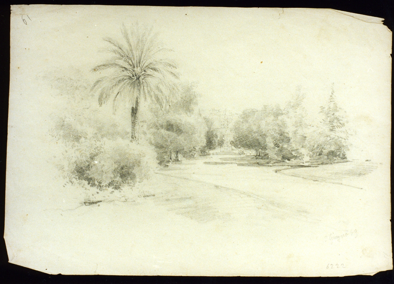 interno della villa reale di Napoli (disegno) - ambito napoletano (sec. XIX)