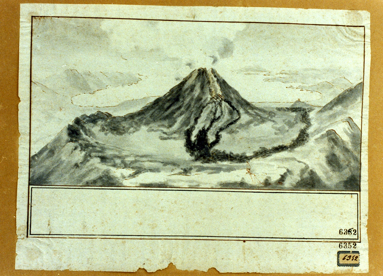 veduta del Vesuvio in eruzione (disegno) - ambito napoletano (sec. XVIII)