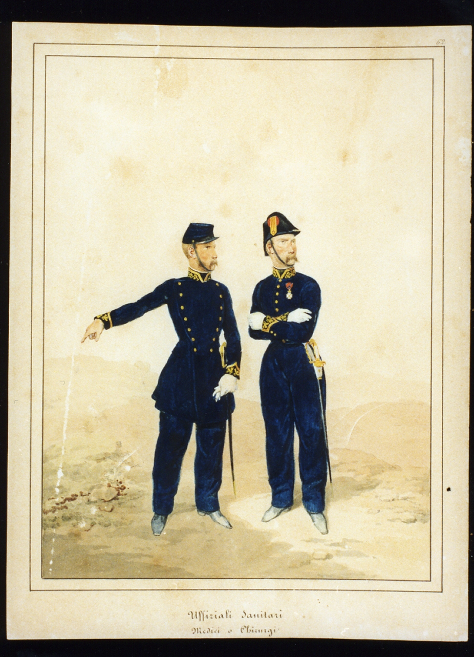 militari dell'esercito borbonico (disegno) - ambito napoletano (sec. XIX)