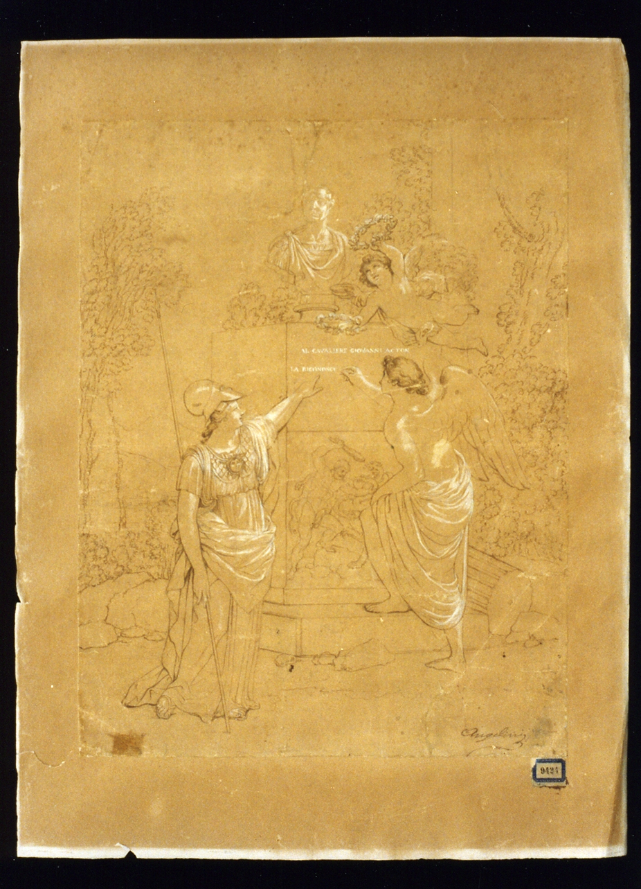 allegoria con monumento a Giovanni Acton (disegno) di Angelini Costanzo (prima metà sec. XIX)