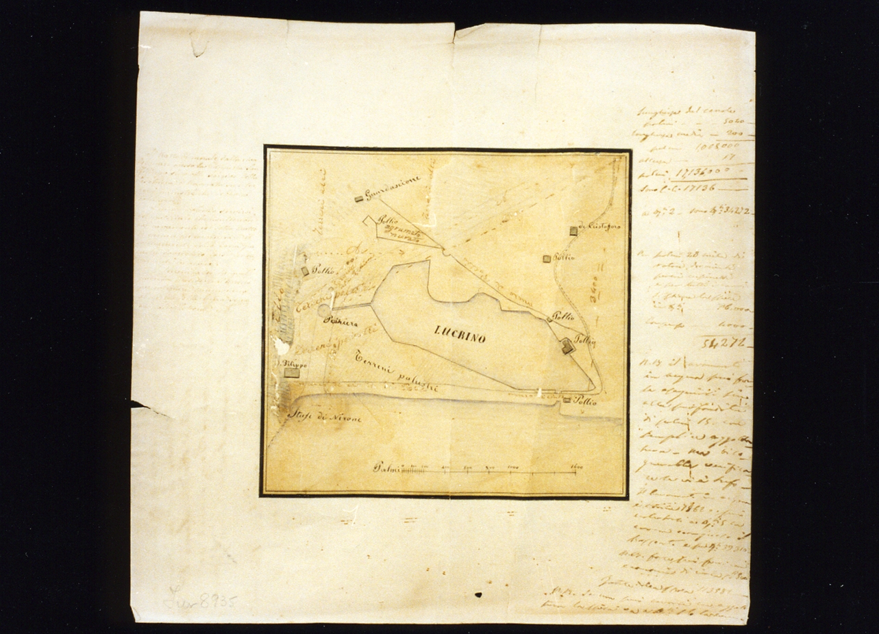 planimetria del lago di Lucrino (disegno) - ambito napoletano (sec. XIX)