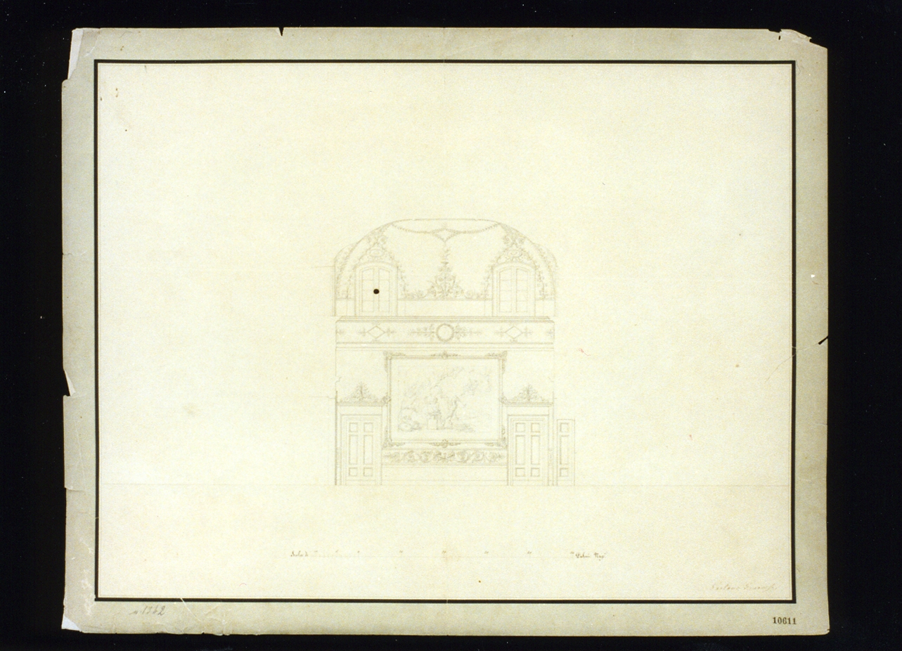 progetto di parete e volta del Palazzo Reale di Napoli (disegno) di Genovese Gaetano (secondo quarto sec. XIX)