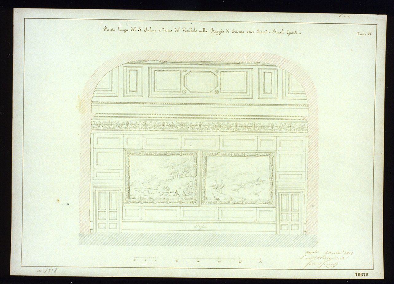 progetto di parete del Palazzo Reale di Caserta (disegno) di Genovese Gaetano (sec. XIX)