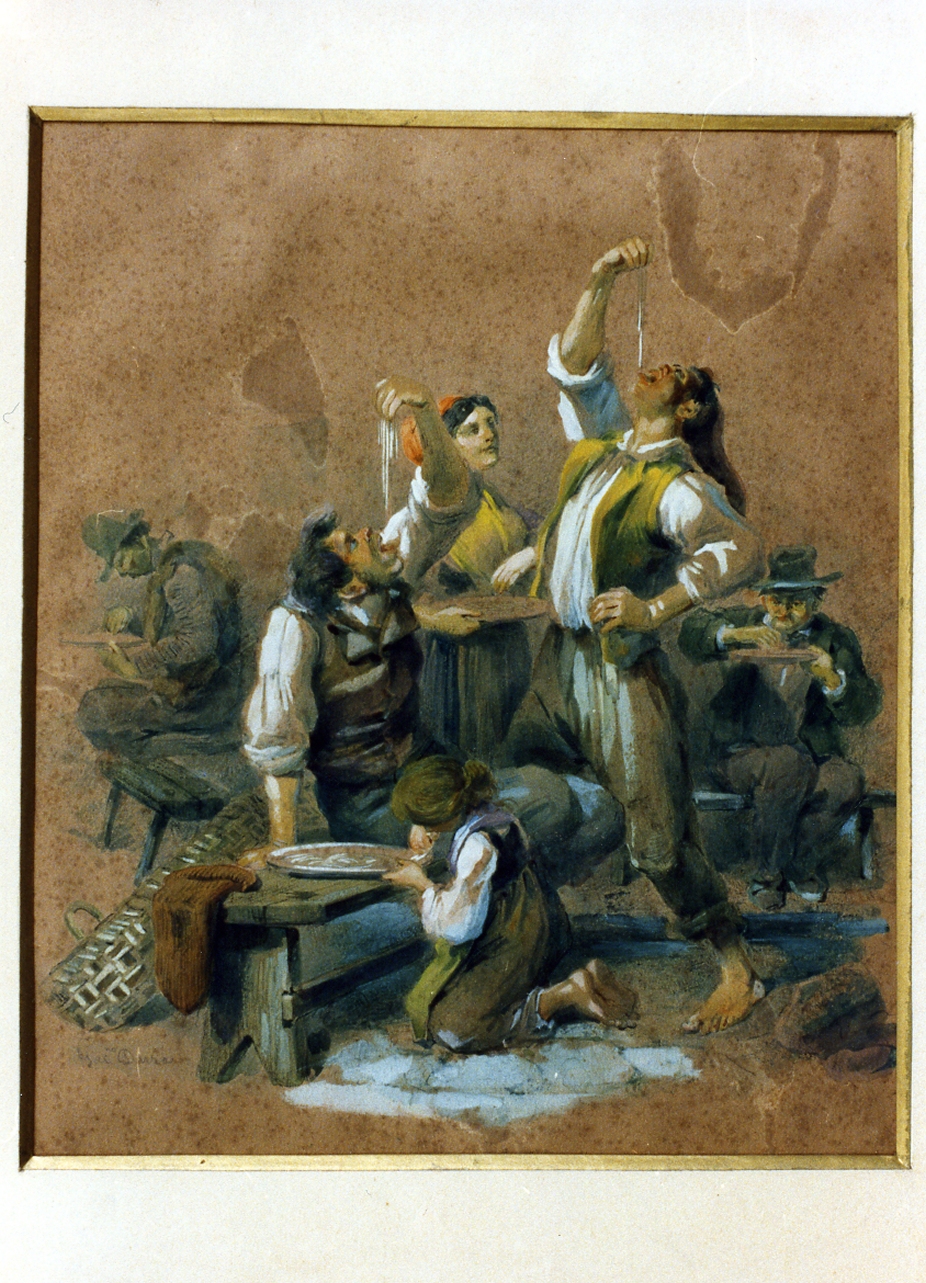 mangiatori di maccheroni (disegno) di Dura Gaetano (metà sec. XIX)