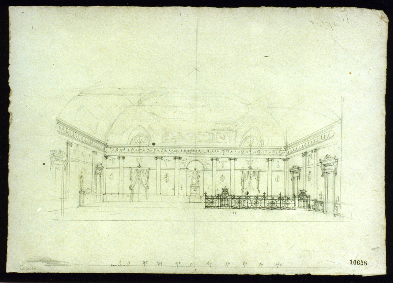progetto di salone del Palazzo Reale di Caserta (disegno) - ambito napoletano (secondo quarto sec. XIX)