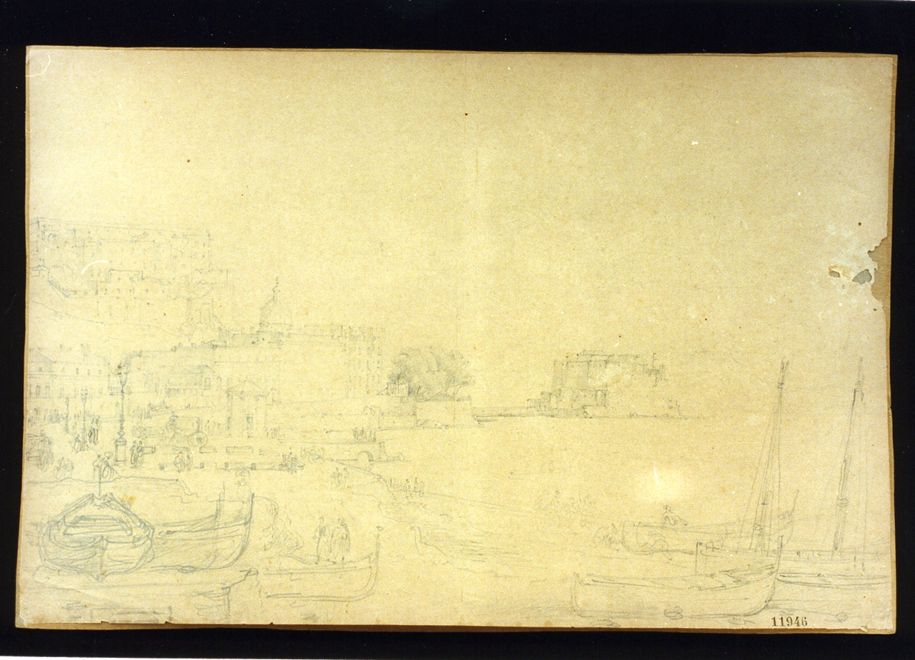 veduta del Chiatamone a Napoli (disegno) di Gigante Giacinto (prima metà sec. XIX)