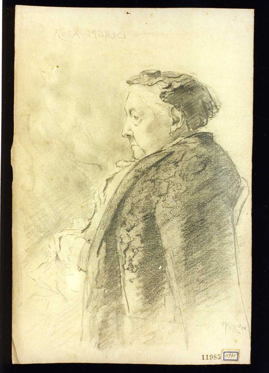 ritratto a mezza figura di Rosa Morici di profilo (disegno) di Petroni Andrea (ultimo quarto sec. XIX)