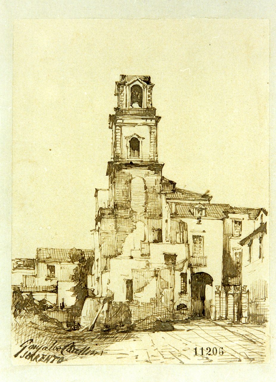 veduta di Sorrento (disegno) di Carelli Consalvo (sec. XIX)