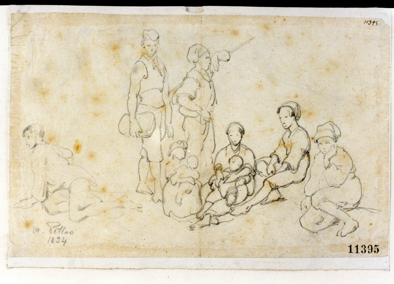 pescatori (disegno) di Pitloo Anton Sminck (sec. XIX)