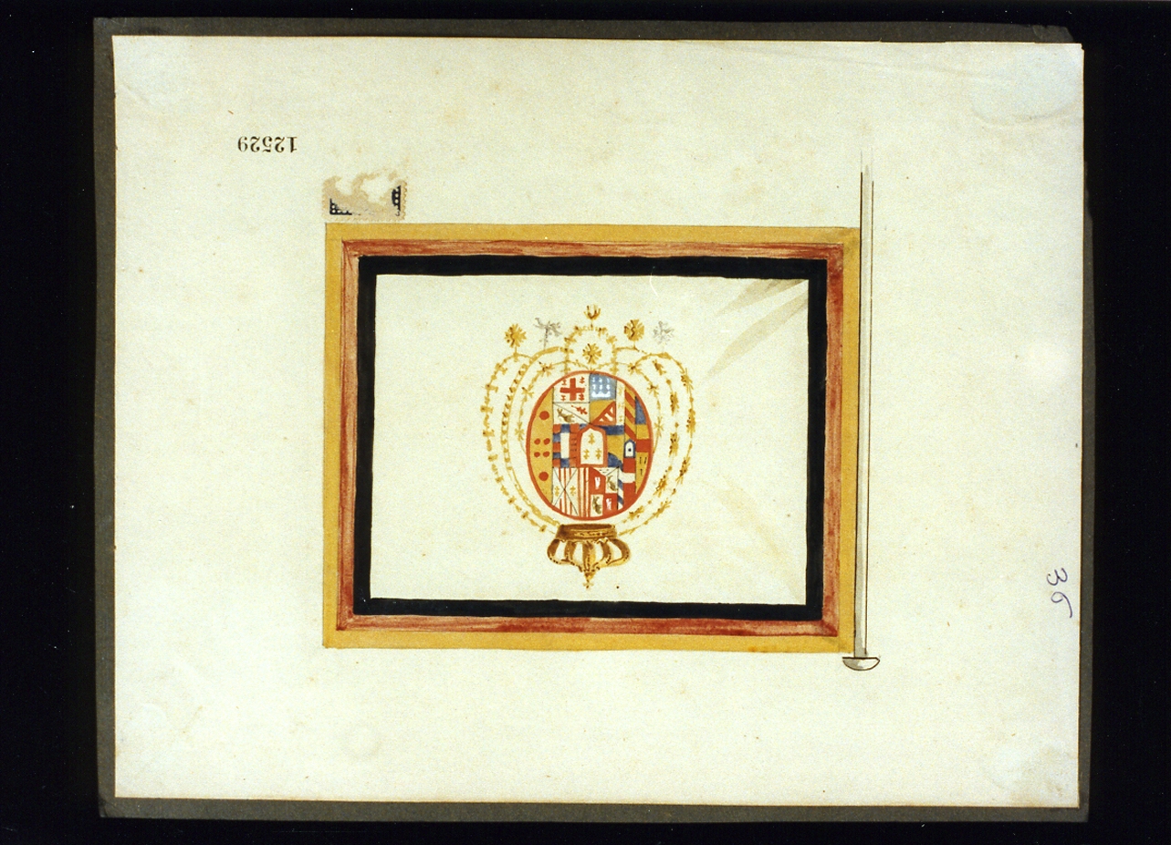 stendardo navale (disegno) - ambito napoletano (sec. XIX)