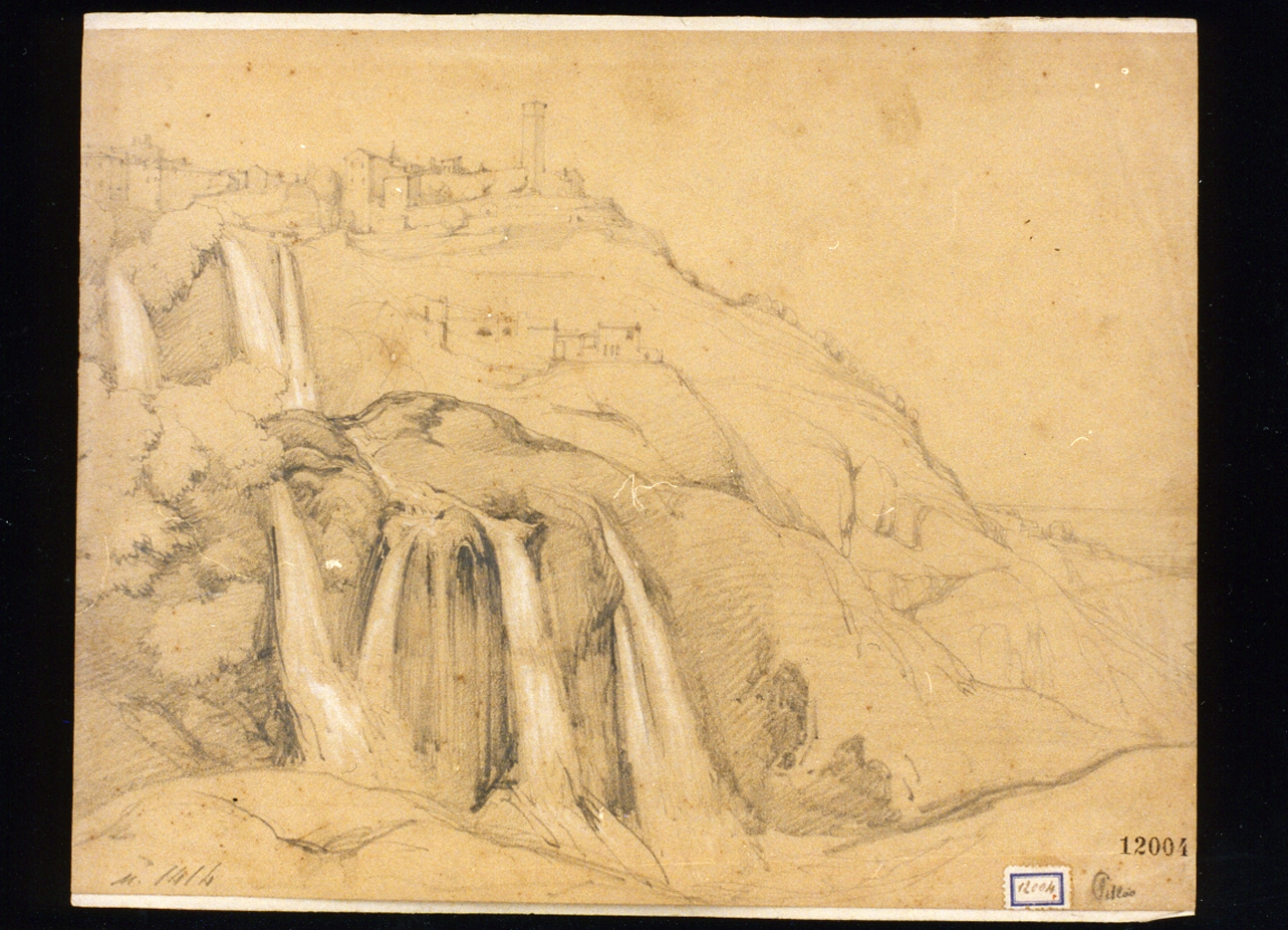 veduta delle cascate di Tivoli (disegno) di Pitloo Anton Sminck (sec. XIX)