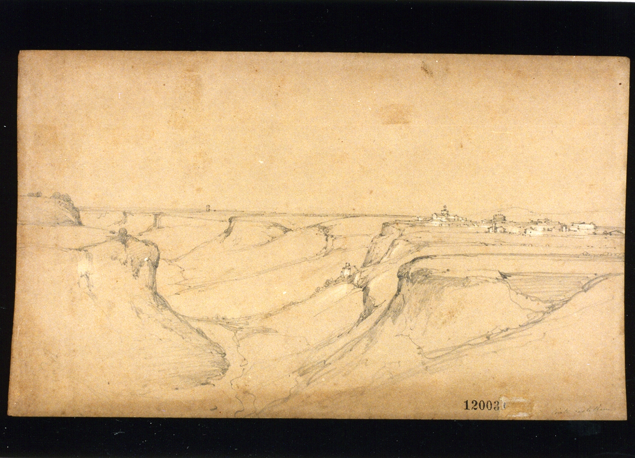 veduta di Civita Castellana (disegno) di Pitloo Anton Sminck (sec. XIX)