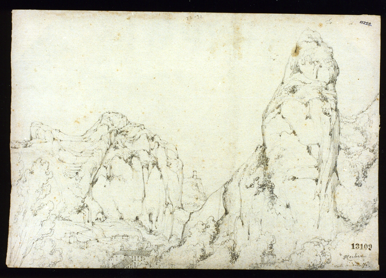 veduta della valle di Amalfi (disegno) di Huber Wilhelm (sec. XIX)