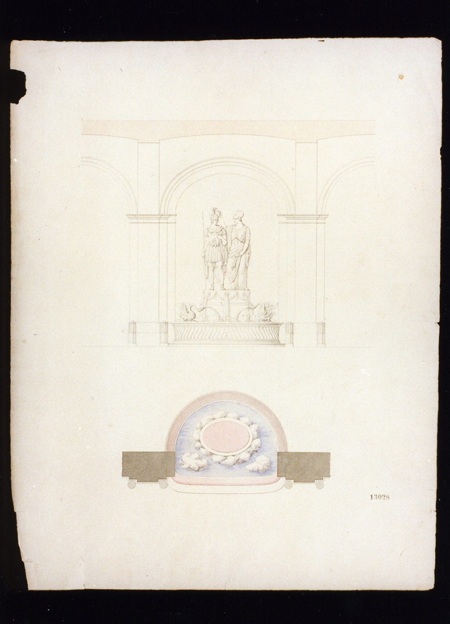 progetto di fontana (disegno) di Angelini Tito (secondo quarto sec. XIX)