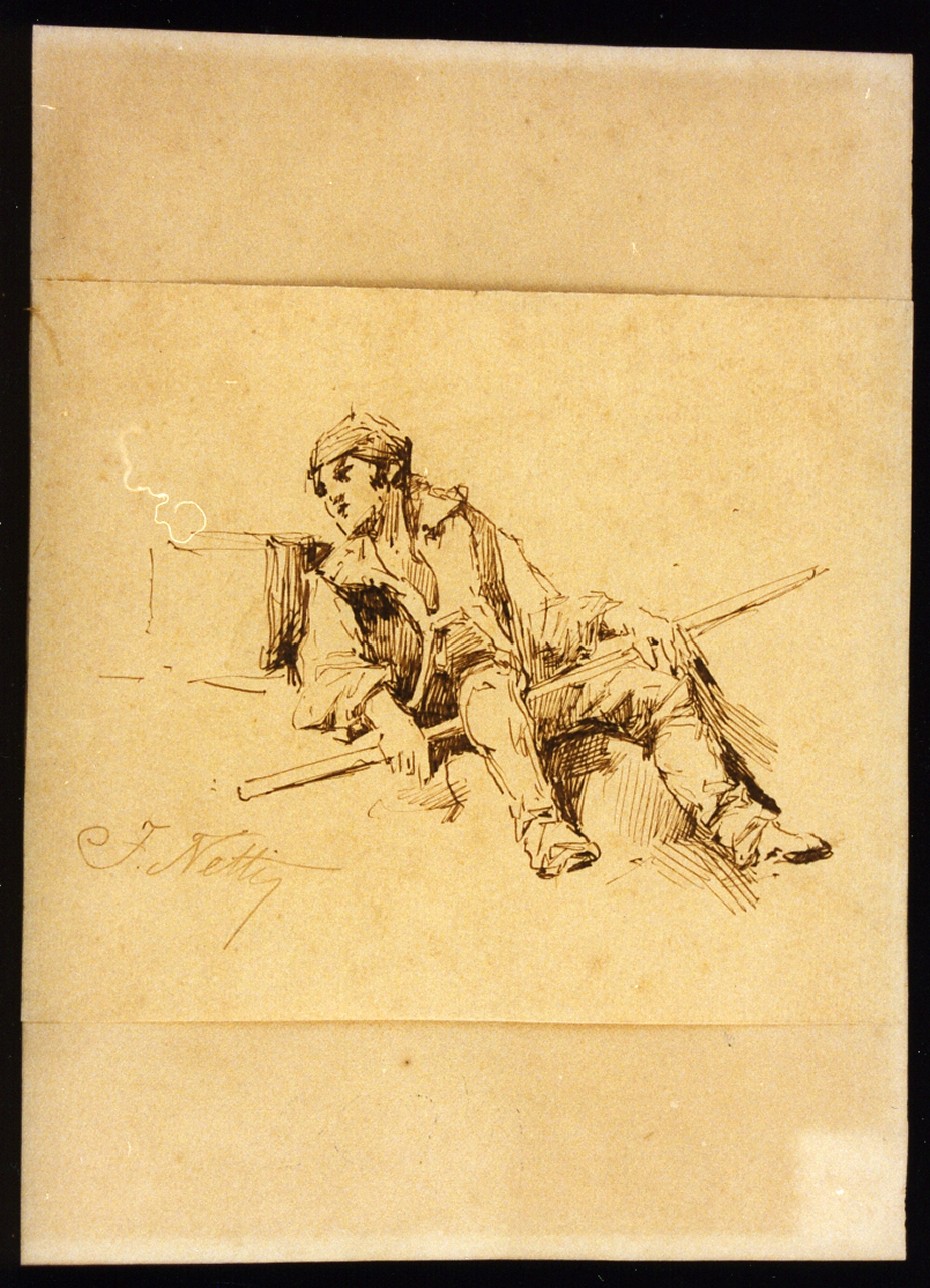 figura maschile distesa (disegno) di Netti Francesco (seconda metà sec. XIX)