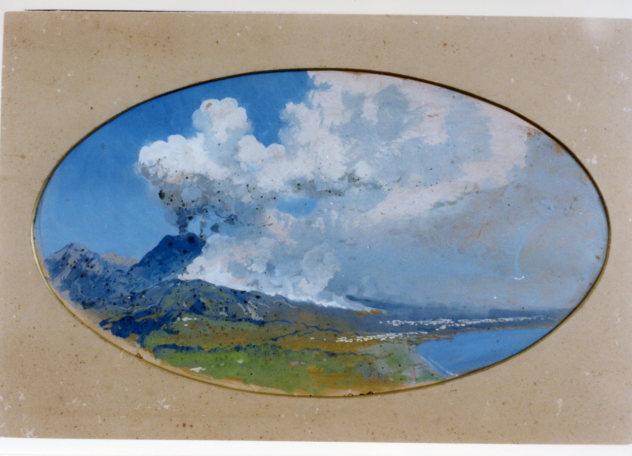 veduta del Vesuvio in eruzione (disegno) di Dalbono Eduardo (seconda metà sec. XIX)