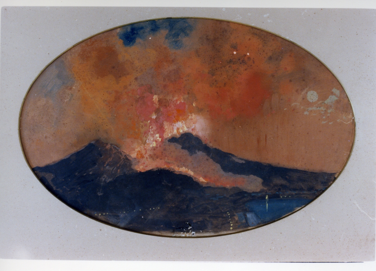 veduta del Vesuvio in eruzione (disegno) di Dalbono Eduardo (seconda metà sec. XIX)