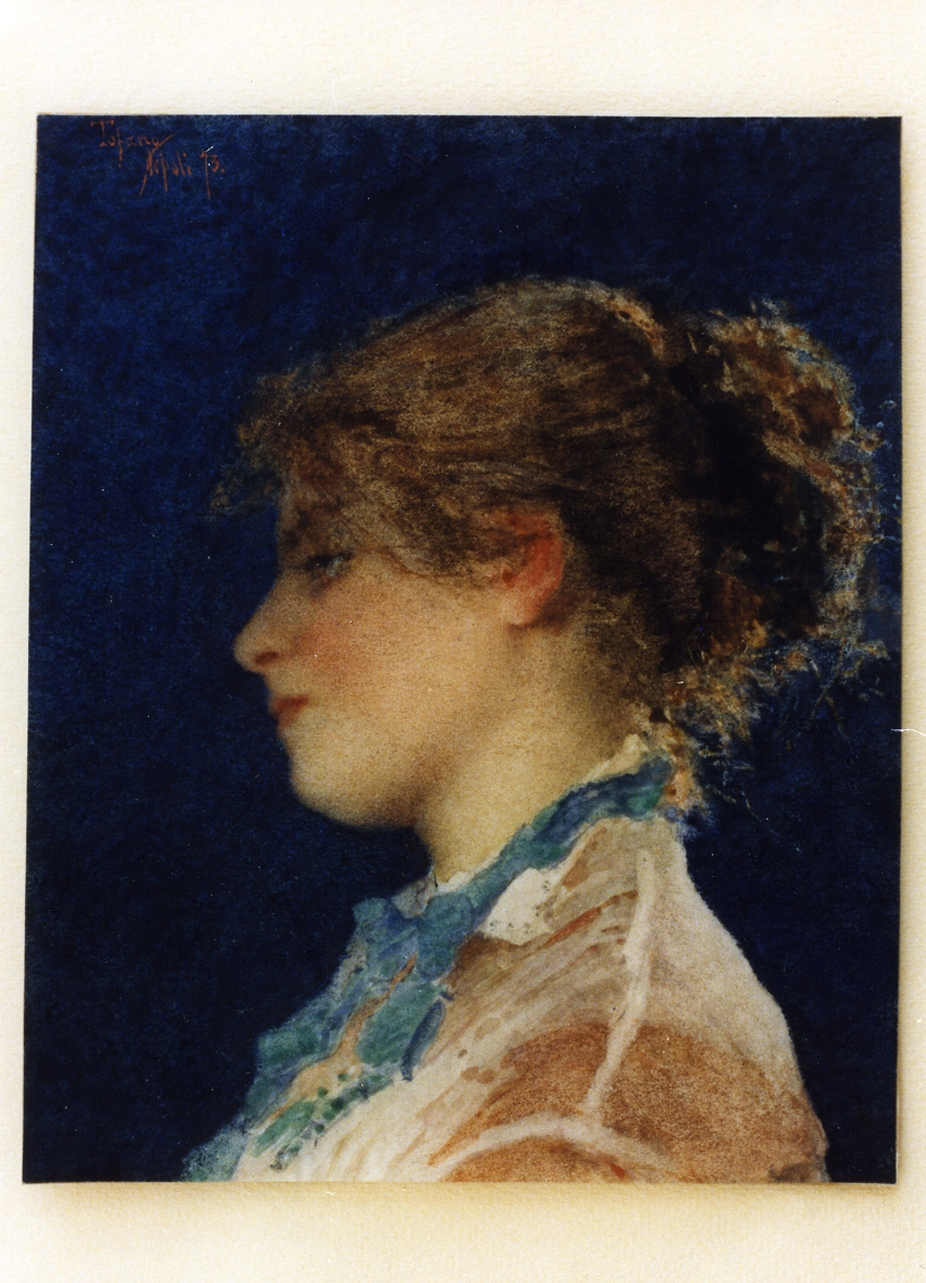ritratto di giovane donna di profilo (disegno) di Tofano Eduardo (sec. XIX)